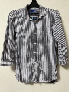 BEAMS ストライプシャツ M チェック切替 7分袖のサムネイル