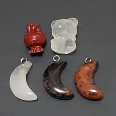 天然石　訳あり　5点　クマ　マイメロディ　三日月　パワーストーン