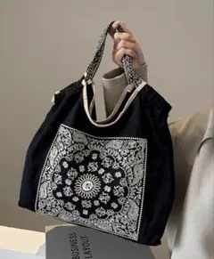 刺繍　エコバッグ　トートバッグ　ペイズリー　人気　可愛い　おしゃれ　スヌーピー