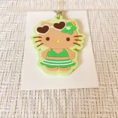 ［新品］セリア　日焼けキティ　ラバーストラップ　グリーン