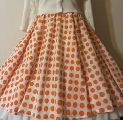 オレンジ色オールディーズロックンロール フィフティーズ サーキュラースカート全円