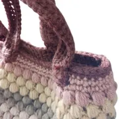 ドット模様の編み物ハンドバッグ ハンドメイド