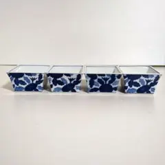 香蘭社　小鉢　陶器製　4客セット　四角　和食器