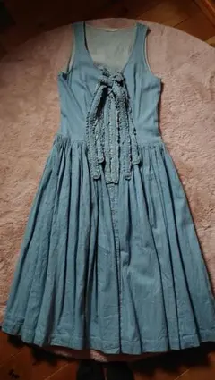 【お値段下げました!!】ピンクハウス♡リボン付きソフトデニムジャンパースカート