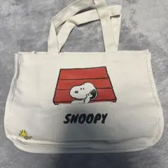 スヌーピー プリント キャンバス 手提げバック