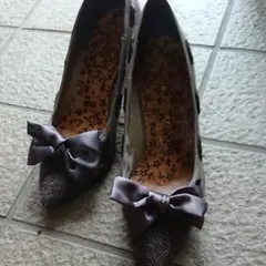ジェリービーンズ パンプス ツィード調 サテンリボン
