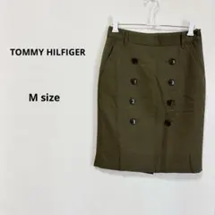 TOMMY HILFIGER タイトスカート　M カーキ　ダブルボタン　ウール混のサムネイル