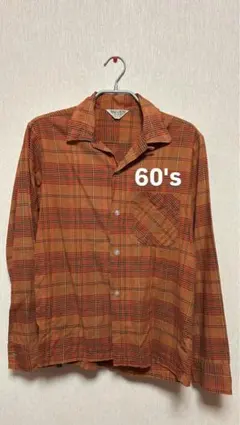 60~70's 開襟シャツ チェックシャツ コットン