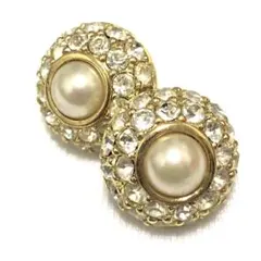 クリスチャン ディオール　イヤリング　イヤーカフ　フェイクパール　カラーストーン