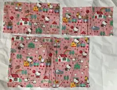 キティ　生地　37×60 24×42 23×40 赤　汽車　1991 平成レトロ