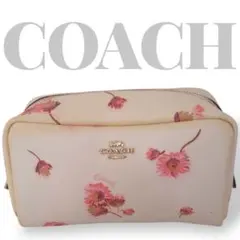 【美品】COACH コーチ ポーチ 白 花柄 可愛い