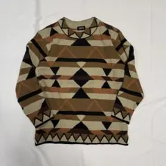 00's vintage 幾何学柄 長袖ニット アーカイブ グランジ y2k