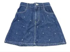 デニム Aラインスカート ラインストーン装飾
