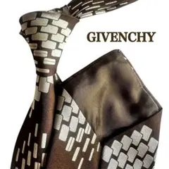 GIVENCHY ジバンシー　ブラウン　茶色　ベージュ　四角模様　ネクタイシルク
