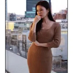 l'or ロル Layered Rib Knit Dress