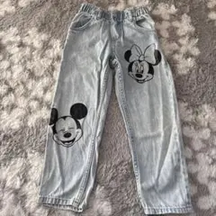 H&M ミッキー ミニー プリント デニムパンツ 110