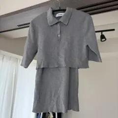 MIESROHE リブニット ポロシャツ アンサンブル グレーのサムネイル