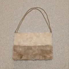 ファー クラッチバッグ ホワイト ベージュ