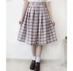 F i.n.t（フィント） ベルト付きサマーチェックタックスカート