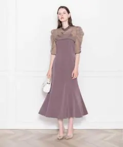 LEJA】 チャイナトップス付きロング丈キャミソールワンピース結婚式ドレス