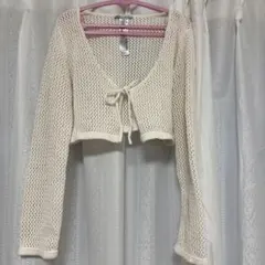 ZARA ホワイト クロップドカーディガン EUサイズ30