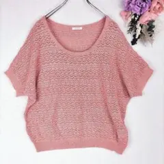 良品★GLACIER　半袖ニット　プルオーバー　L　ラメ糸　光沢　サマーニット
