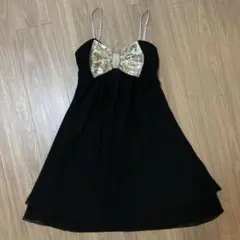 ビームス ワンピース ドレス 結婚式 パーティ黒 リボン S  RayBEAMS