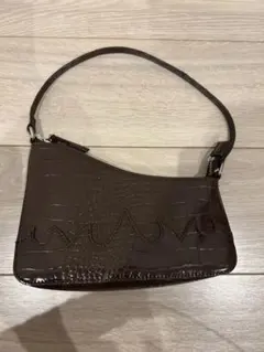 ブラウン クロコダイル風 ショルダーバッグ