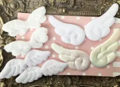 即日発送　ハンドメイド資材　天使の羽 白系　ワッペン 飾り8個セット