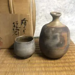 備前焼 榊原貢作 焼締め茶碗 共箱 共布 備前焼 榊原貢作 焼締め茶碗 共箱 共布
