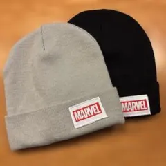 MARVEL ブラックニット帽　黒＆グレー　セットのサムネイル