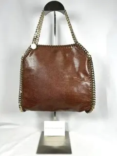 ステラマッカートニーファラベラ ミニ ブラウン レザー ゴールド バッグ