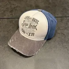 ヴィンテージ　キャップ　アメカジ　ロゴ　トラッカー　ネイビー　グレー