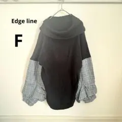 ★Edge line ゆるだぼ 七分袖 チェック オフタートルドッキングトップス