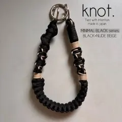 パラコードハンドストラップblack×nude beigeスマホ携帯ハンドメイド