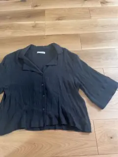 【SALE】しまむら ブラウス シャツ トップス 黒 M レディース トップス