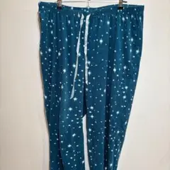 ルームウェア パジャマパンツ ティール色 星柄 ターコイズブルー ゆったり