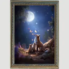 P2495「光の蝶と狐たちの夜 ― スピリチュアルヒーリングフォト」