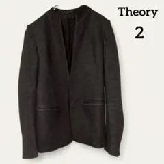 【セオリー】ノーカラージャケット (２) 黒 ボタンレス 羽織り 毛混