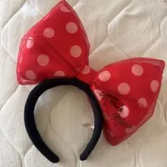 ミニーマウス 赤い水玉リボンカチューシャ