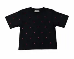 DOUBLE FLAGS ハート刺繍 半袖Tシャツ ブラック Fのサムネイル