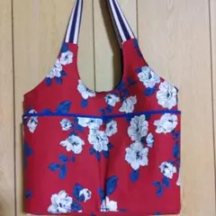 キャスキッドソン　トートバック　花柄レッド系