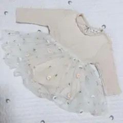 ロンパース　女の子　70~80センチ　セレモニー　花柄　チュール　マンスリー