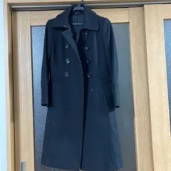 ブラック ダブルブレスト ロングコート