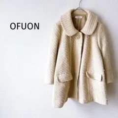 専用【オフオン】チェスターコート 38 七分袖 アイボリー 丸襟ツイード風 羽織