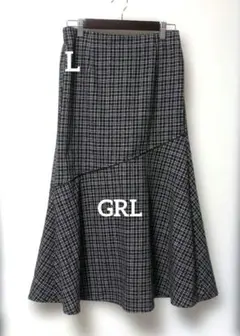 GRL アシンメトリー フレアスカート チェック柄　 L
