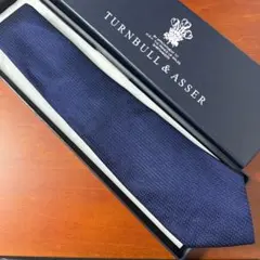 定価3.5万 ターンブル&アッサー ネイビー ソリッドタイ フレスコ ネクタイ