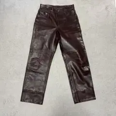 5351POUR LES FEMMES ダークブラウン 牛革レザーパンツ