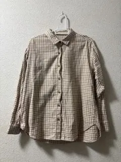 GU ベージュ チェック柄 長袖シャツ M