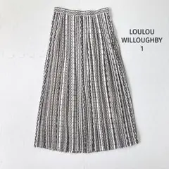 ルルウィルビー ロングプリーツスカート【1】総柄 上品 フレア 幾何学 美品✨